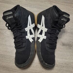 Asics Matflex Wrestling Shoes Black White Gum Sole High Top Womens 7 Training